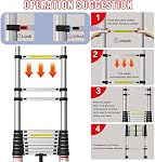 Telescopic Ladder,16.5 FT Aluminum Telescoping Ladder with Non-Slip Feet,Portable Extension Ladder Adjustable Lightweight Folding Ladder for Home or RV Work,330lb Capacity