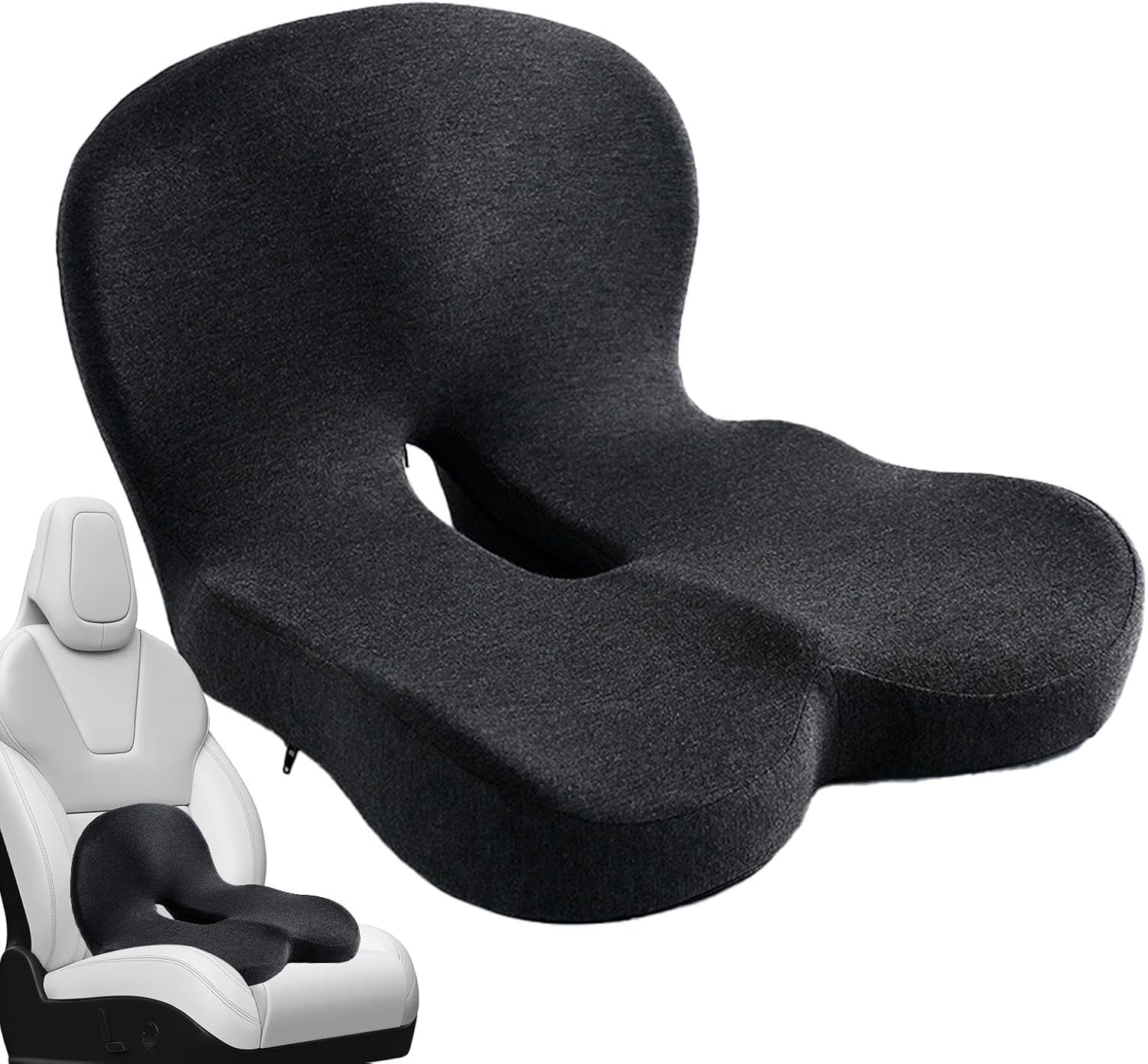 Seat Cushion, Car Seat Cushion Pad, Ergonomic Coccyx Cushion for Tailbone Pa-in, Comfort Memories Foam Semi Truck Seat Cushion Driving Cushion for Long Sitting