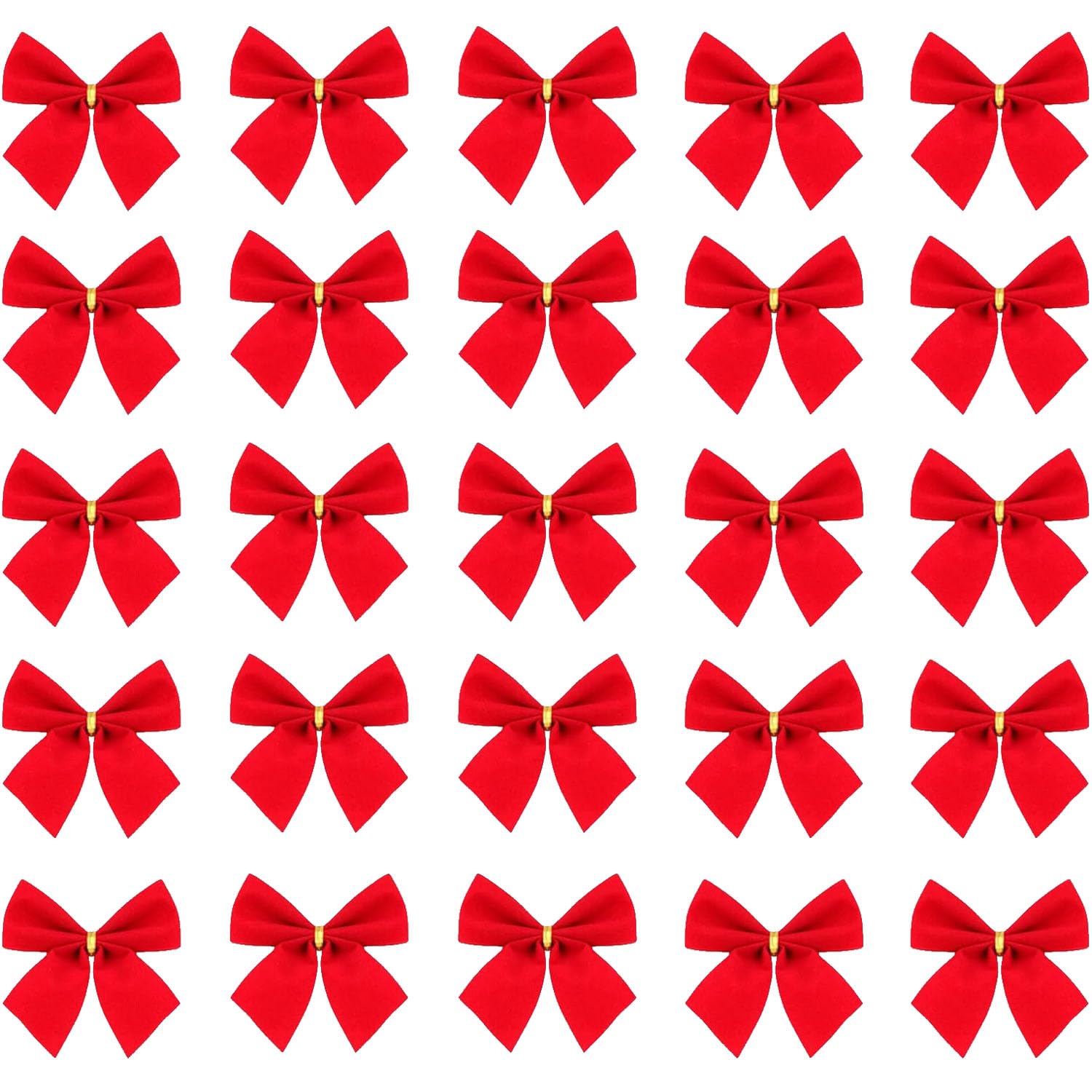 Wchoess Red 36Pcs Bows, Christmas Tree Decorations Velvet Ribbon Bows Christmas Tree Bows Bowknots Christmas Tree Ornaments Mini Bows For Wreaths