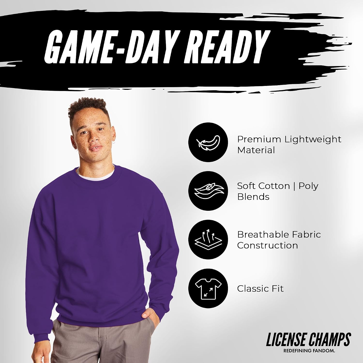 License Champs Crewneck Sweatshirt | Official College NCAA Game Day Merch | Mens Womens | Bar Logo