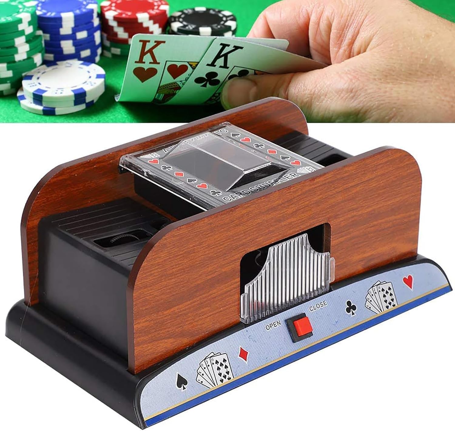 COYEUX Electric Card Shuffler, Two Decks of Cards Dealer Machine, Battery Powered, for Blackjack, Texas Hold'em