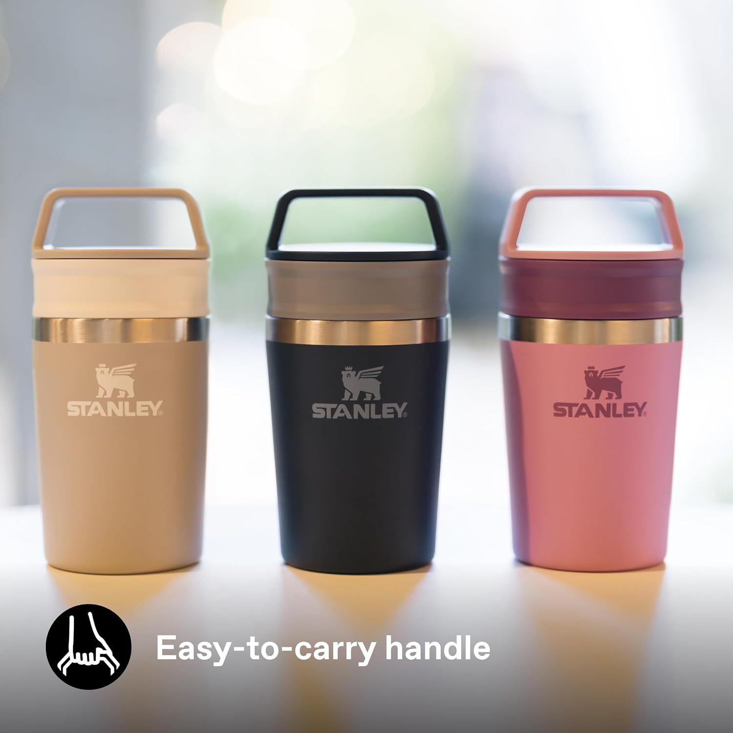Stanley Cafe To-Go Travel Mug 0.23L - Keeps 3 Hours Hot - 4 Hours Cold - Stainless Steel Thermal Mug - Dishwasher Safe - Easy-Carry Handle - Insulated Coffee Cup - Lilac