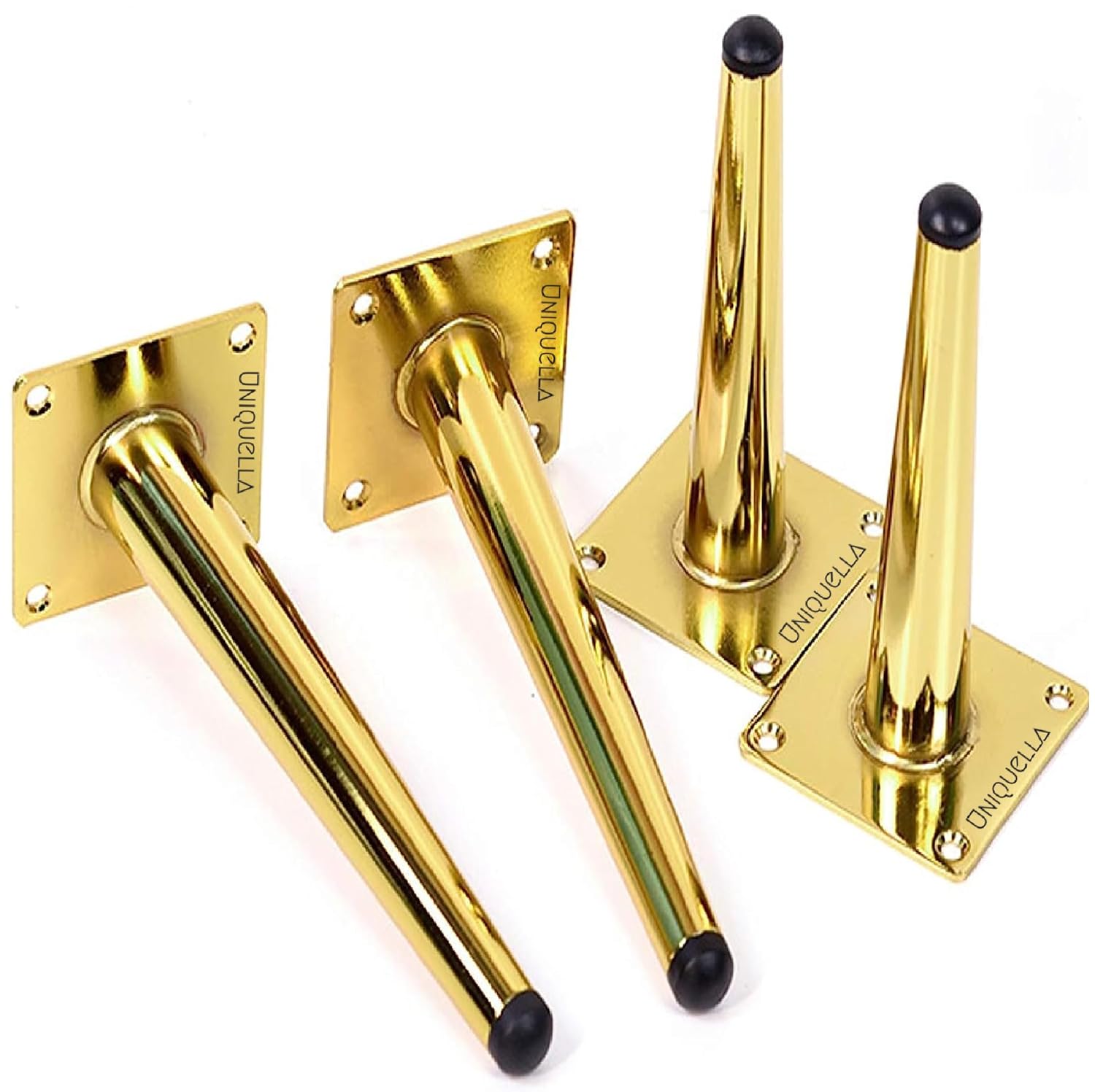 UNIQUELLA Metal Gold Legs 8 Inch, Modern Tapered Sofa Feet 4 pcs, DIY