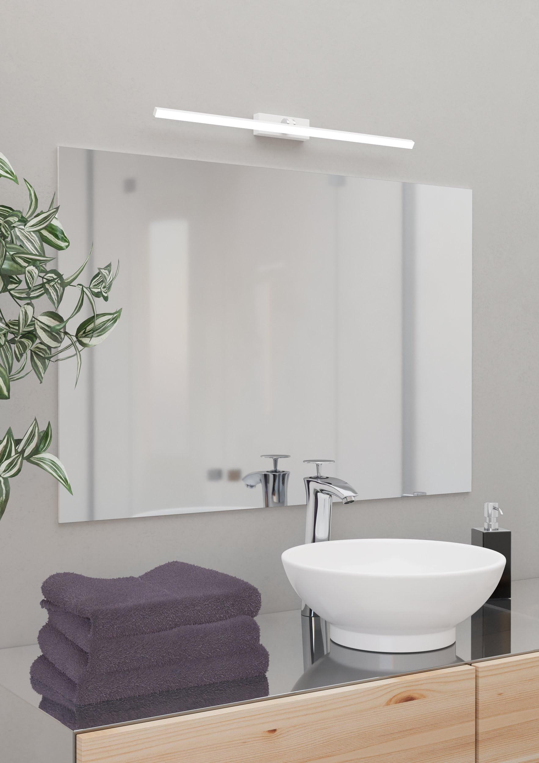 EGLO LED Wandleuchte Verdello, Wandlampe aus Kunststoff in Weiß und Chrom | Bad Spiegellampe, Badezimmer und Flur Lampe, warmweiß-kaltweiß, IP44