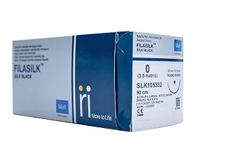 Training Purpose Suture Thread, for Medical Students, Resident Doctors, and Nurses -Each Box-Pack of 12,Natural, Non-Absorbable,Braided,Meril Silk Suture,SLK10 5332