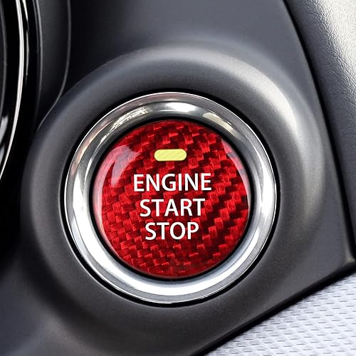 Miniatura 5 de ANFOKAS Fibra de carbono real para Mazda 3 6 CX-5 CX-9 MX-5 Miata accesorios sin llave de automóvil tapa de botón de arranque del motor sin llave