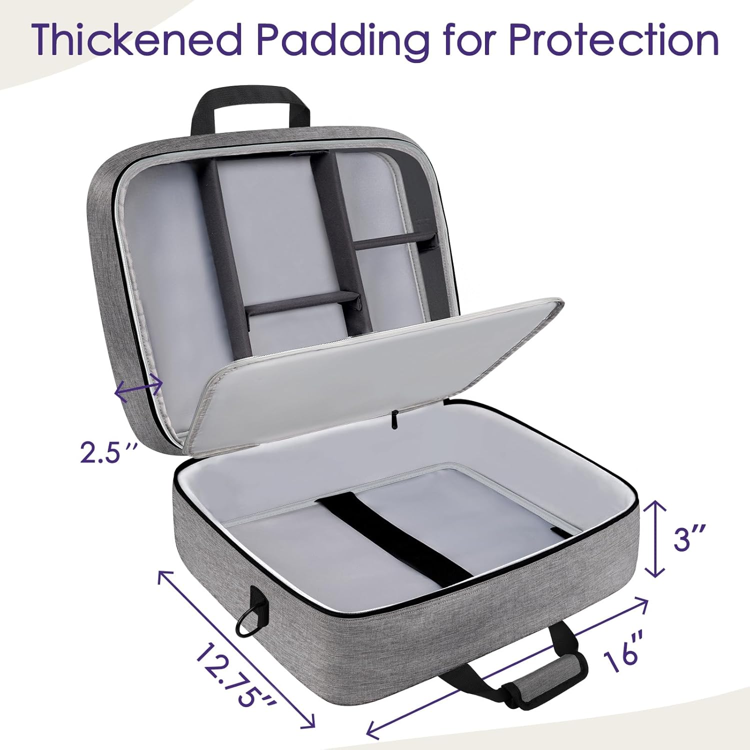 SNIGJAT Audio Mixer Case (Size:15.5"x 13" x 6") For RODECaster Pro/RODECaster Pro II, DJ Mixer Bag with Padding, Recording Equipment Bag with Adjustable Storage for Cable, Podcast Gear and Mic, Grey