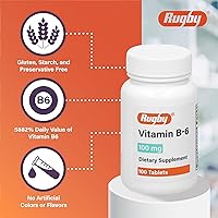 Vista 3 de Rugby Vitamina B-6 Tabletas – 100 mg de vitamina B6 – Suplemento dietético – 100