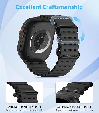 MoKo Upgraded Ocean Band Compatible with Apple Watch 42/44/45/46/49mm