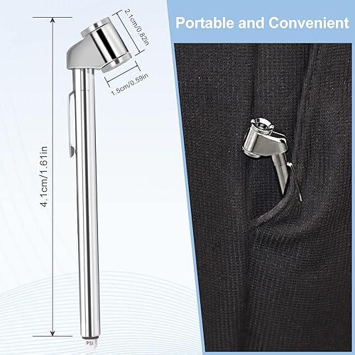 Miniatura 6 de Medidor de presión de neumáticos de lápiz, paquete de 2 unidades, 10-120 PSI de doble cabezal, medidor de presión de neumáticos, calibre de válvula