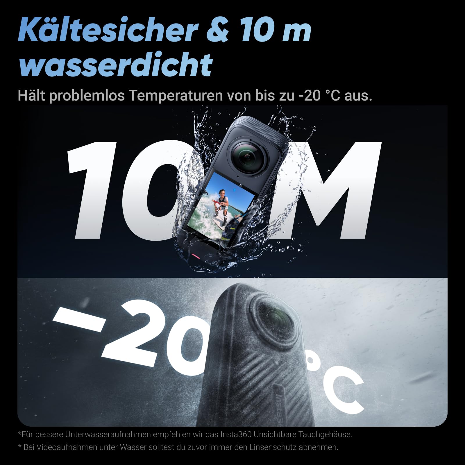 Insta360 X4 Standard-Bundle wasserdichte 8K 360 Action-Kamera 4K Weitwinkel-Video KI-Bearbeitung