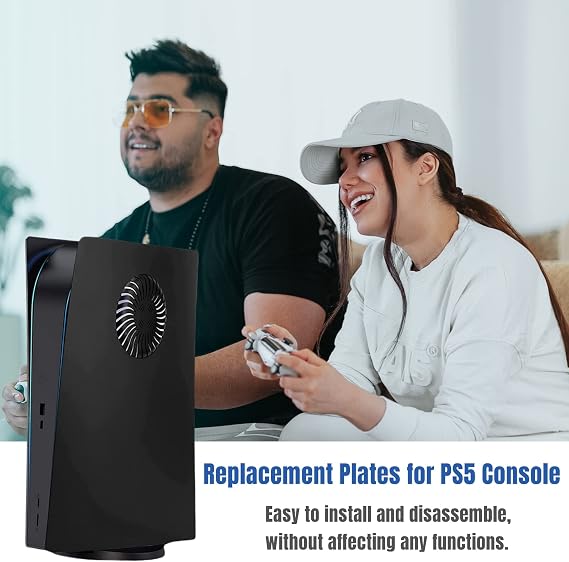Digital Edition Face Plates with Cooling Vents for PS5 Console, Cover Shell Panels for PlayStation 5 Accessories Protective Replacement Faceplate (Digital Black)