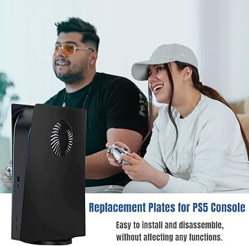 Digital Edition Face Plates with Cooling Vents for PS5 Console, Cover Shell Panels for PlayStation 5 Accessories Protective Replacement Faceplate (Digital Black)