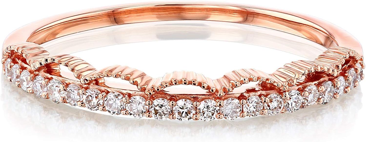 Kobelli Lab Grown Diamond Crown Scalloped Stackable Ring