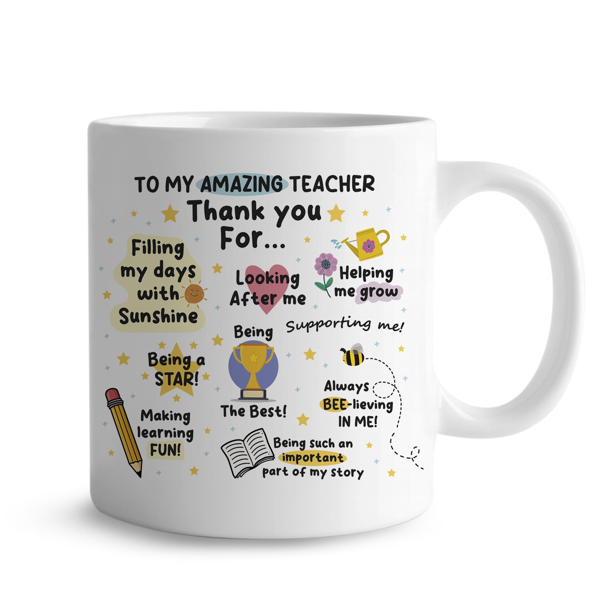 RED OCEAN Mug for Teacher, Gift for Him Her, Appreciation Gift, Thank You Teacher, Women Men, Leaving School Nursery, Cute, Mug