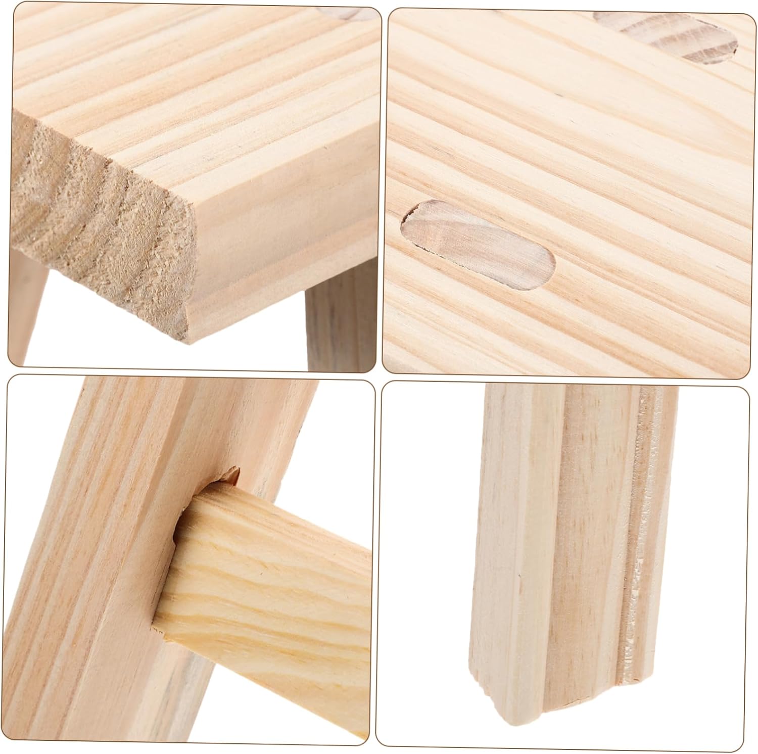 PRETYZOOM Solid Wood Small Stool Vintage Foot Stool Bench for Bathroom and Bedroom