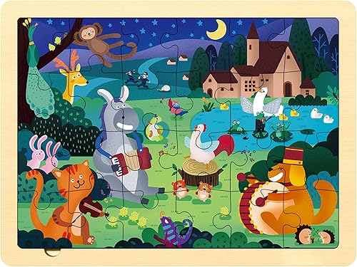 Rompecabezas de 24 piezas para niños de 3 a 5 años, rompecabezas de madera para músicos del bosque para niños de 2, 3, 4, 5 años, rompecabezas