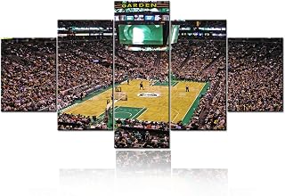 Large Pictures for Living Room 5 Panel Canvas TD Garden Arena Stadium Paintings NBA All Star - Boston Celtics Wall Art Home Decor Giclee Wooden Framed Gallery-Wrapped Ready to Hang - 60''Wx32''H