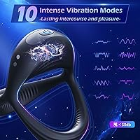 Vista 3 de LUZINE - Anillo vibrador para el pene de silicona recargable con 10 vibraciones intensas, vibrador triangular para hombre para una mayor erección