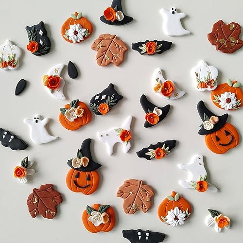 Miniatura 7 de Vanenmo Cortadores de arcilla polimérica de Halloween, cortadores de arcilla de invierno para joyas de arcilla polimérica, moldes de arcilla