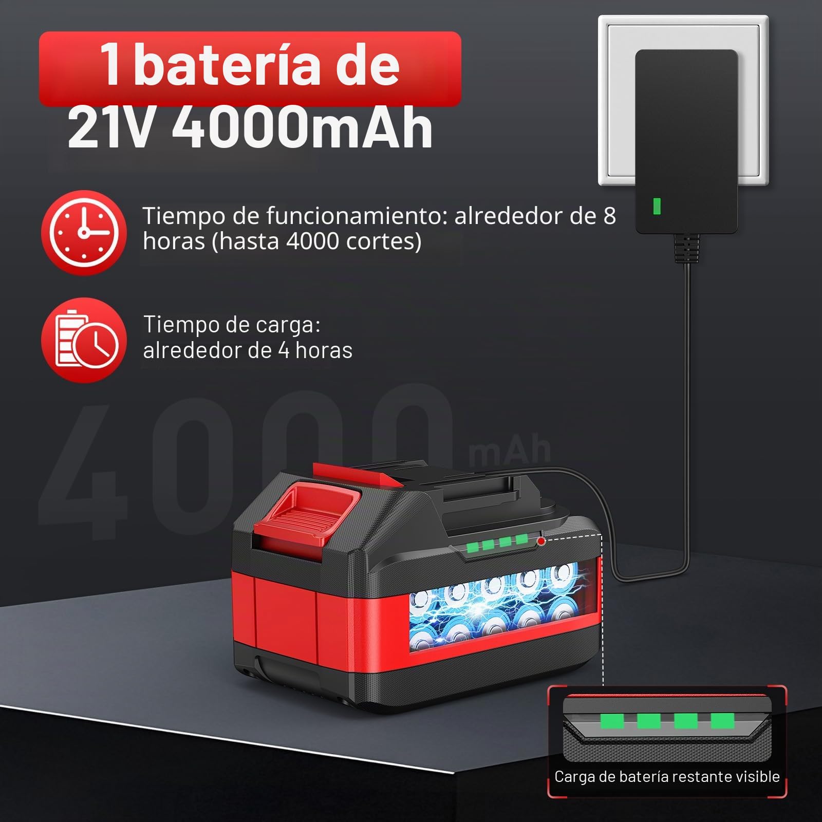 Tijeras de podar eléctricas, apertura de hoja de 75 mm, capacidad de corte de 50-60 mm, potencia de 1200 W, ajuste de doble velocidad, pantalla LCD, batería de 21 V 4000 mAh, cuchillas afiladas SK7