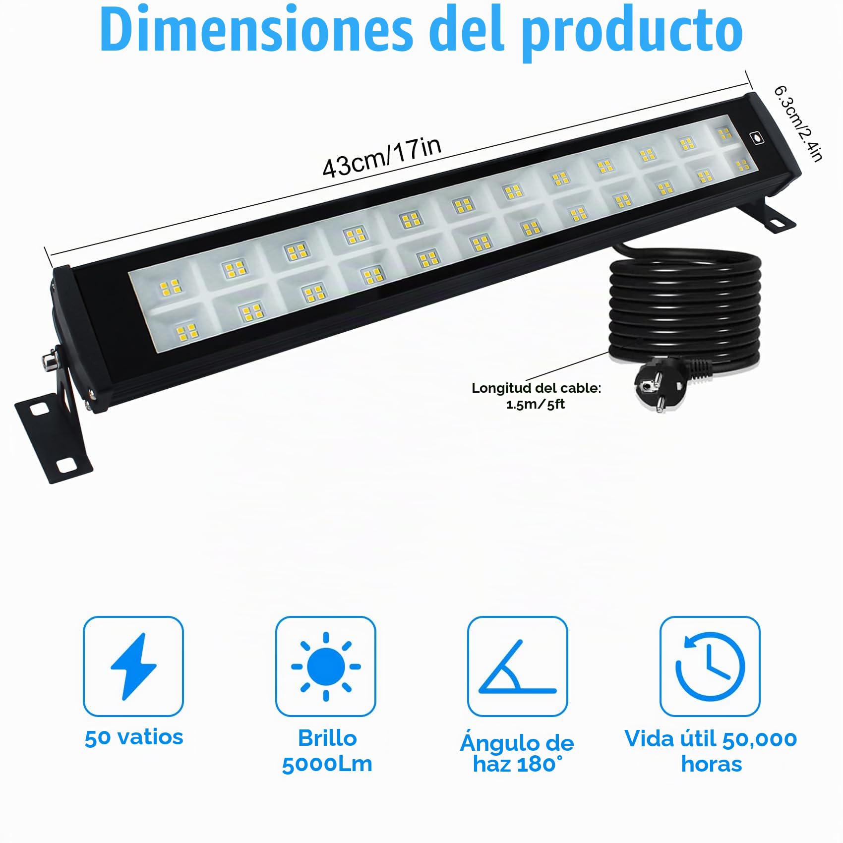 Foco LED Exterior 50W, 2PCS 5000LM 3000K Proyector LED exterior IP66 Impermeable Focos Led Blanco Cálido Luz de Seguridad para Jardín Patio Pasillo Garaje Terraza