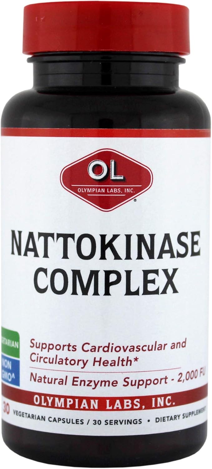 Olympian Labs Nattokinase Complex with Grape Seed Extract Herbal Supplements, Superior Heart Health Support - 30 Daily Capsules