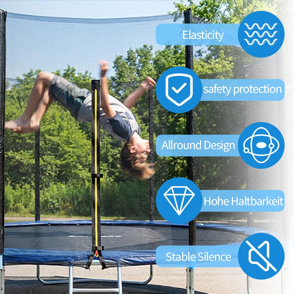 Trampolin Netz 305 6 Stangen, Trampolin Sicherheitsnetz für Gartentrampoline, Ersatznetz Tampolin innenliegend Netz mit Reißverschluss und Schnallen, Netzhöhe 180 cm
