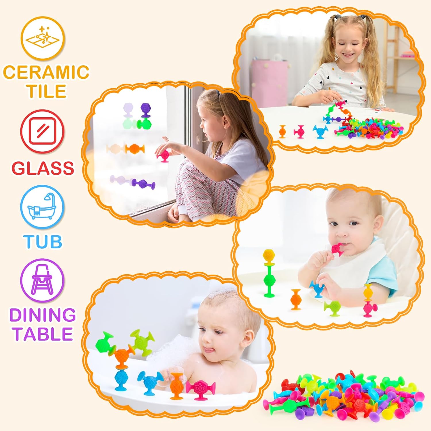 80PCS Suction Cup Toy Set, Multiple Styles Randomly Sent, Surprise Matching, Rich Styles, Bright Colors, Bath Toys, Stress Relieving Sensory Toys Kids Adults Boys Girls, Baby Birthday