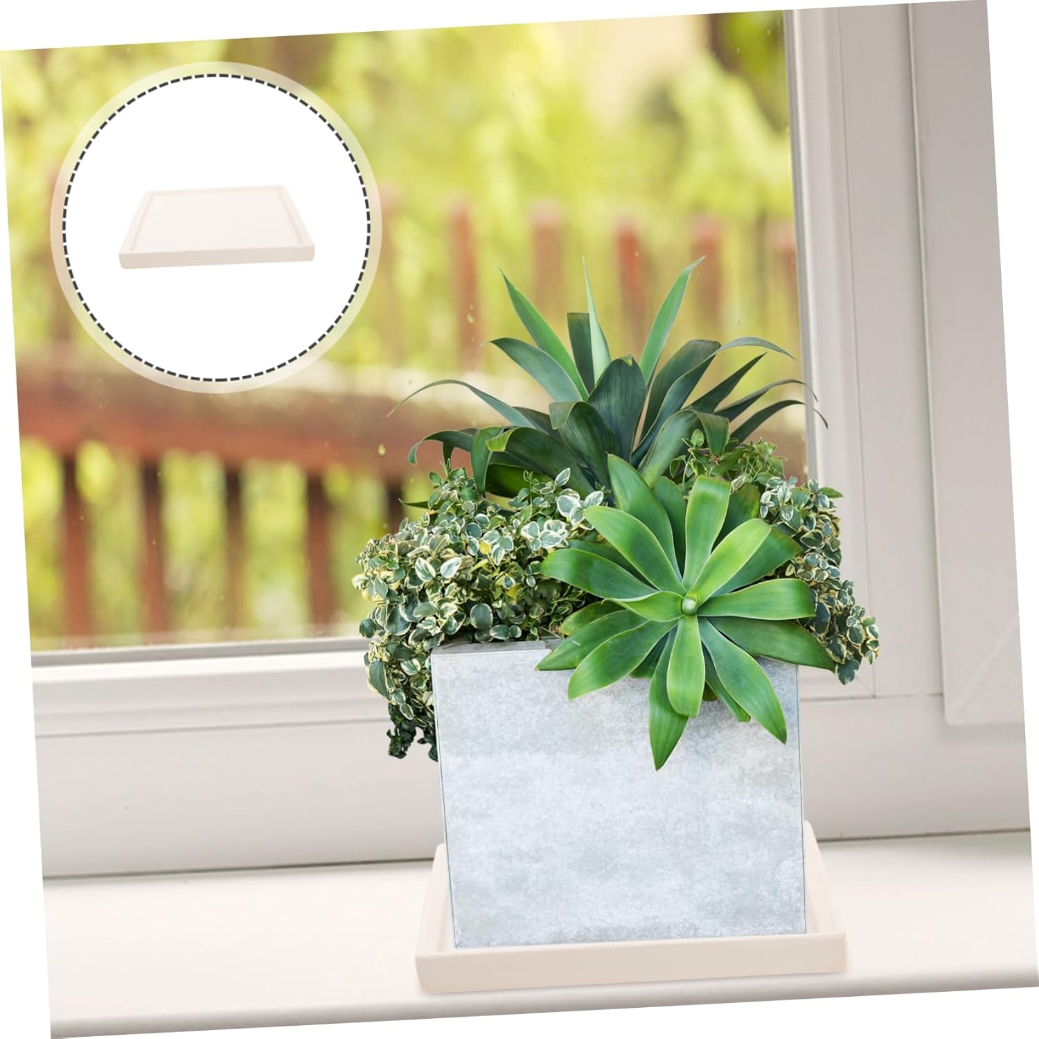 Square Flower Planter Saucer Ceramic Water Tray Plant Drip Tray Drainage Base for Bonsai