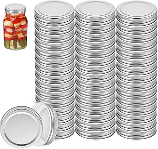 50 pcs Regular Mouth Mason Canning Jar Lids, Reusable Metal Lids for Mason Jar, Leak Proof Secure Mason Storage Cover Caps (Silver)