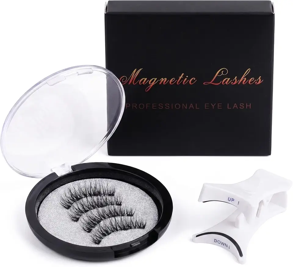 Cílios magnéticos aparência natural com aplicador, cílios magnéticos reutilizáveis sem cola, sem irritação, fácil de usar, cílios postiços confortáveis, cílios postiços macios e portáteis, cílios