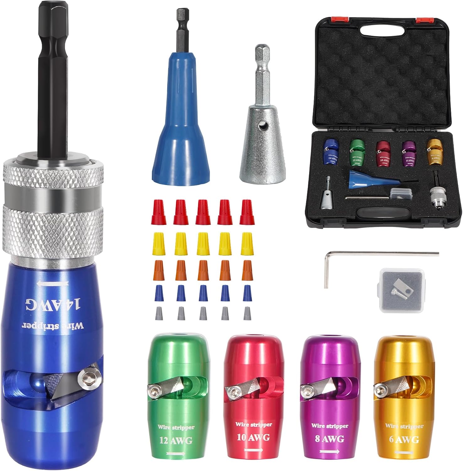Wire Stripper Twister Tool for Drill, 35 in 1 New Wire Stripping for Drill 2025 Professional US Standard 14-12-10-8-6 Gauge Electricians Tools for Drill Wire Stripper and Twister Kit