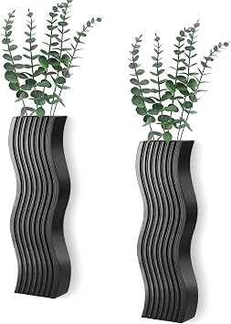2 Pack Wall Decor Wood Wall Planters for Indoor Plants, Modern Wall Planter for Bathroom, Kitchen, Dining Room, Living Room Wall Decor, Farmhouse Wall Vase for Decor Dried Flowers and Faux Greenery