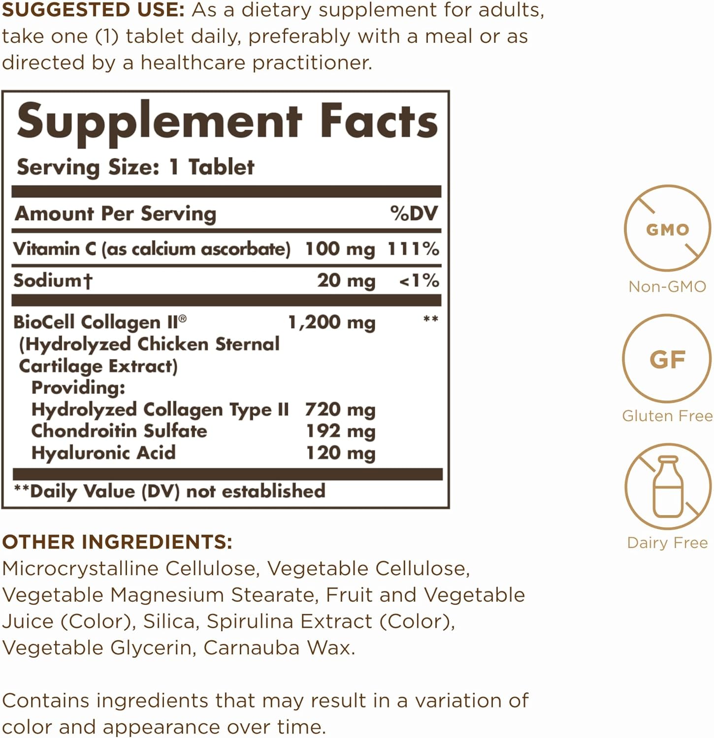 Solgar Collagen Hyaluronic Acid Complex - 30 Tablets - With Hydrolyzed Collagen Type 2 & Chondroitin - Non-GMO, Gluten & Dairy Free - 30 Servings - Image 2