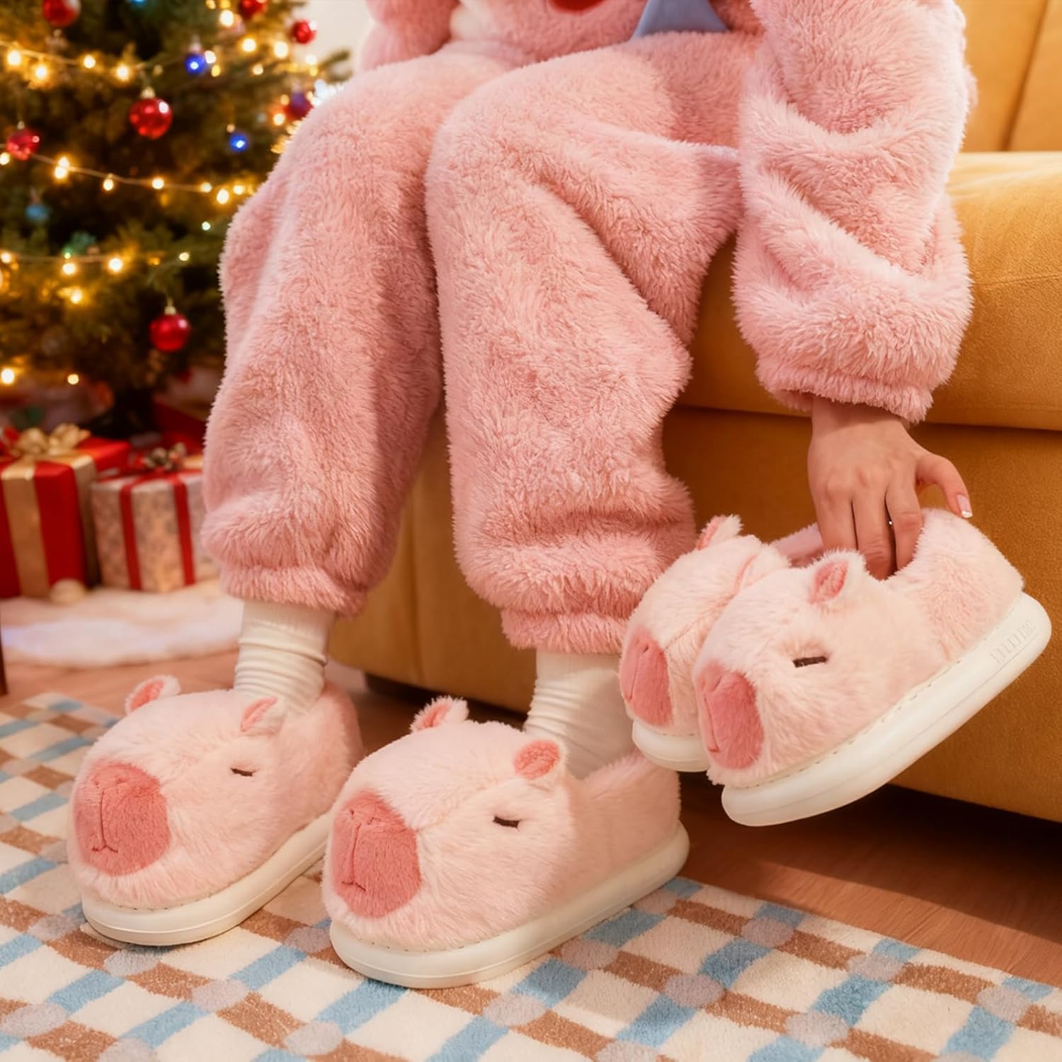 Cute Capybara Slippers for Kids,Toddler House Slippers,Kids Funny Soft Fuzzy Winter Animal Shoes for Girls Boys,Capybara Gifts - Image 2