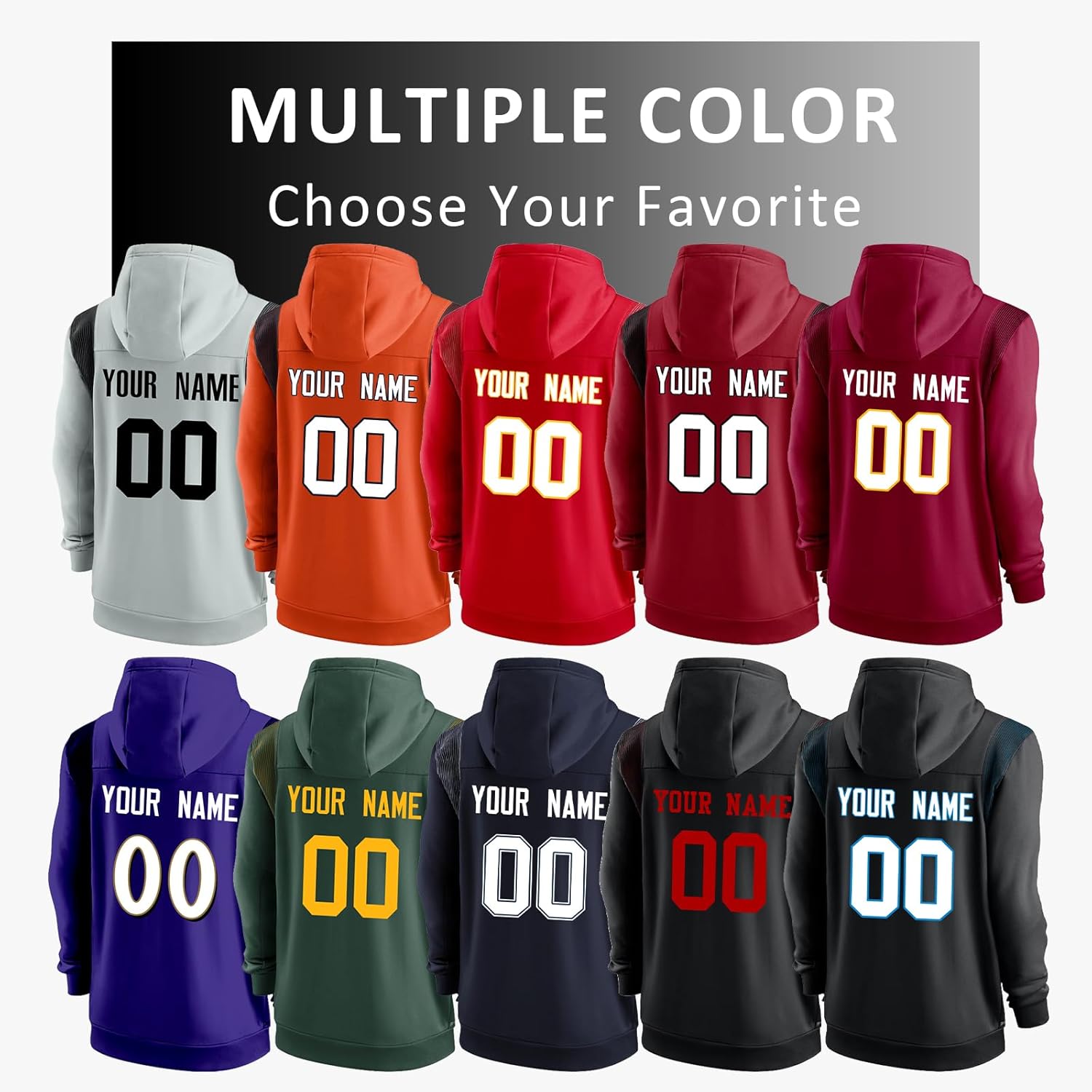 BOPOCO Custom Football City Hoodie Fan Personalized Zip Sweatshirts Add Name & Numbers Pullover Gift for Men Women Youth