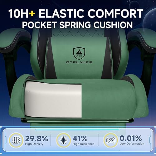 Miniatura 7 de GTPLAYER Silla para videojuegos, sillas de videojuegos con reposapiés y soporte lumbar, silla de computadora para adultos con respaldo extendido,