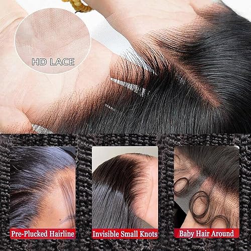 Miniatura 4 de Pelucas de cabello humano ondulado con encaje frontal de 13 x 6 pulgadas, densidad del 180 %, pelucas transparentes HD para mujeres, pelucas sin