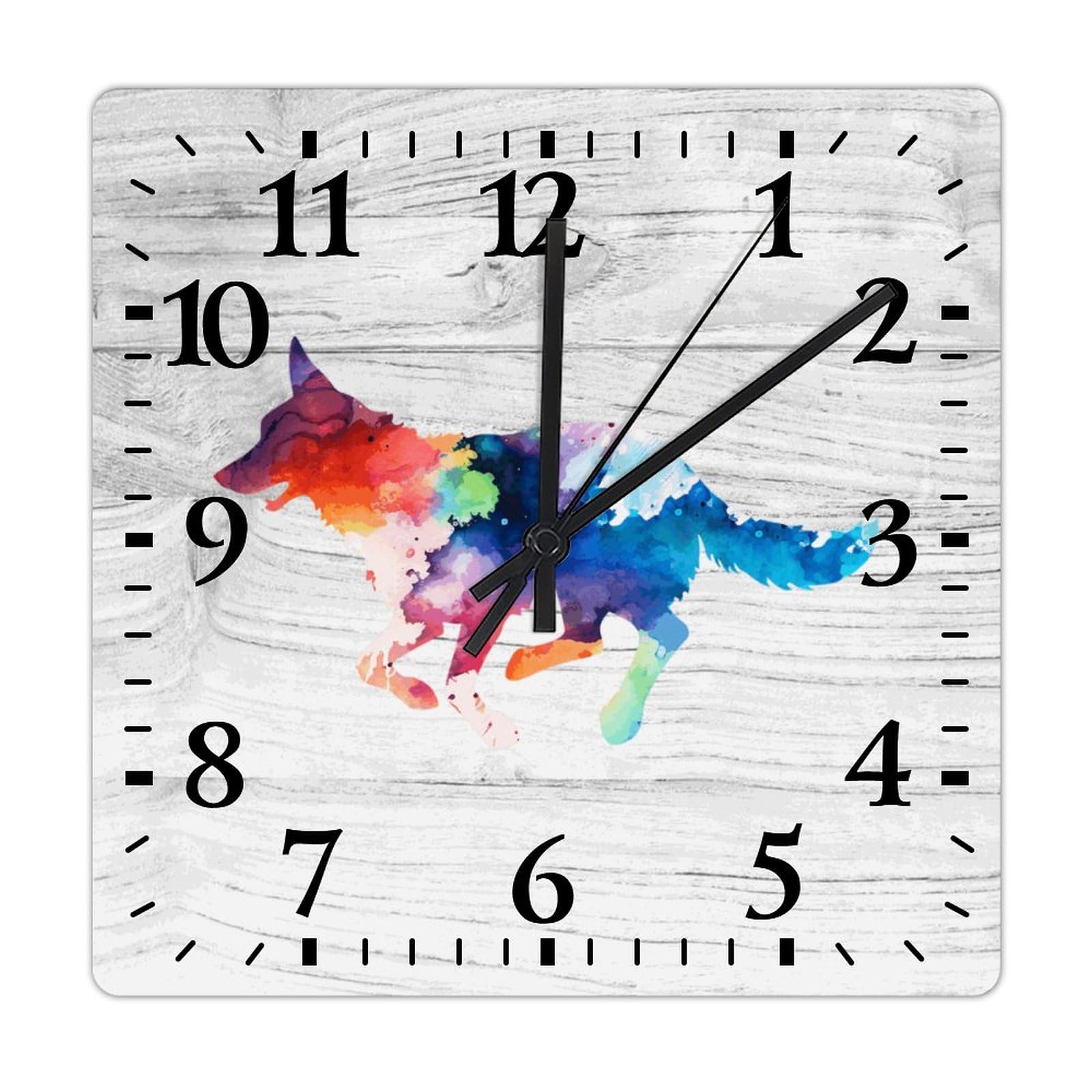 Horloge murale carrée berger allemand grande pendule moderne à piles