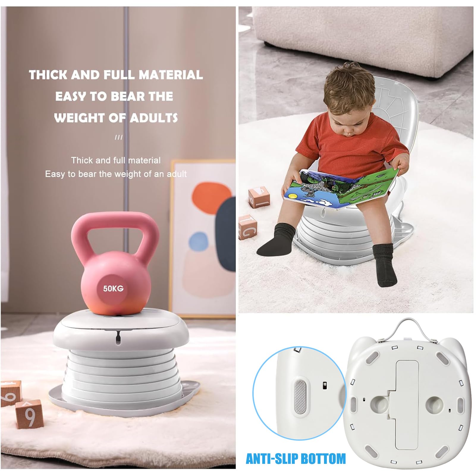 auvstar Vasino Portatile per Bambini da Viaggio,Sedile per Vasetto per Bambini,WC Pieghevole per Bambini,Vaso pieghevole da viaggio Toilette Bambini Per Indoor Outdoor con Borsa da Viaggio(Grigio)
