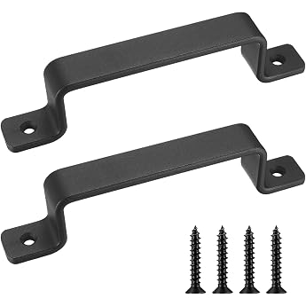 haochen heavy duty vintage cast iron door handles set of 2 black ideal for outdoors garage wardrobe and indoor use