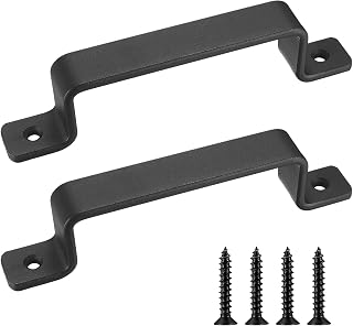 2 Pcs Sliding Barn Door Handles, Black 7.4" Gate Handles Hardware, Garage Door Pull Handles for Interior Outdoor Sliding Barn Garages Closet Shed Drawer Doors Gate Pull Handles