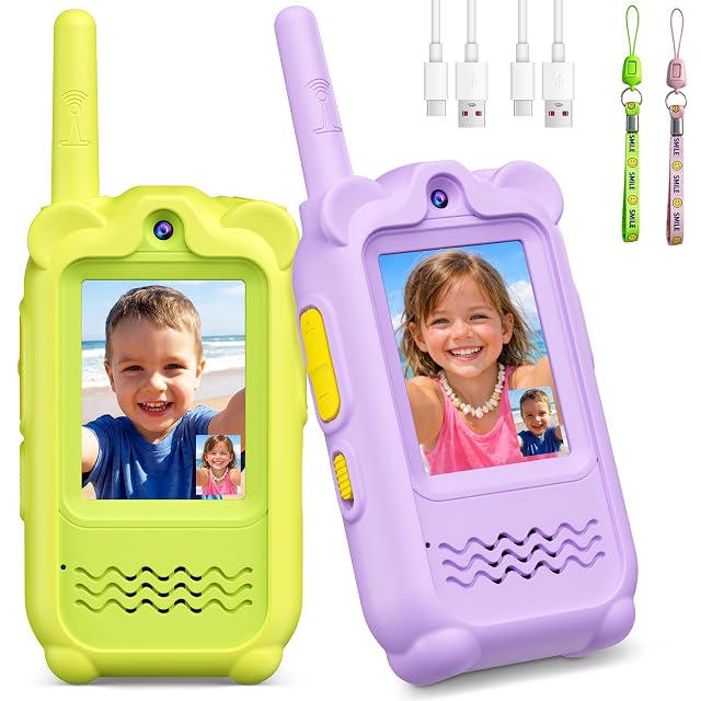 Wiorhix Walkie Talkie Niños con Videollamada, Paquete de 2 Walkie Talkies Recargable