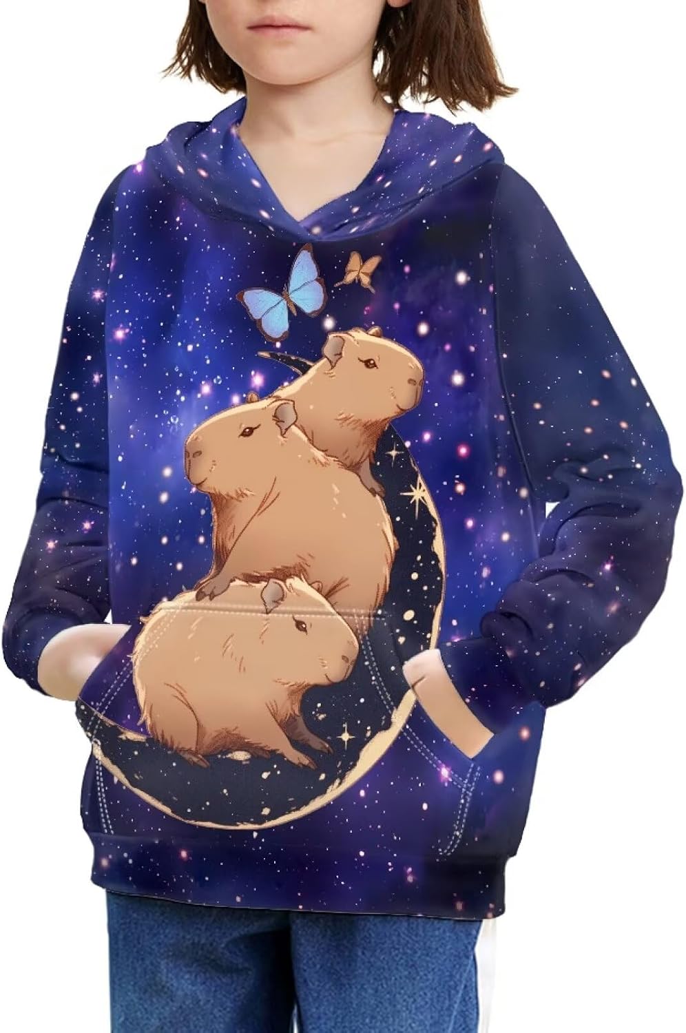 Capybara Hoodies for 6-16Y Kids Graphic Hooded Sweatshirt Cute Long Sleeve Sweater Shirts