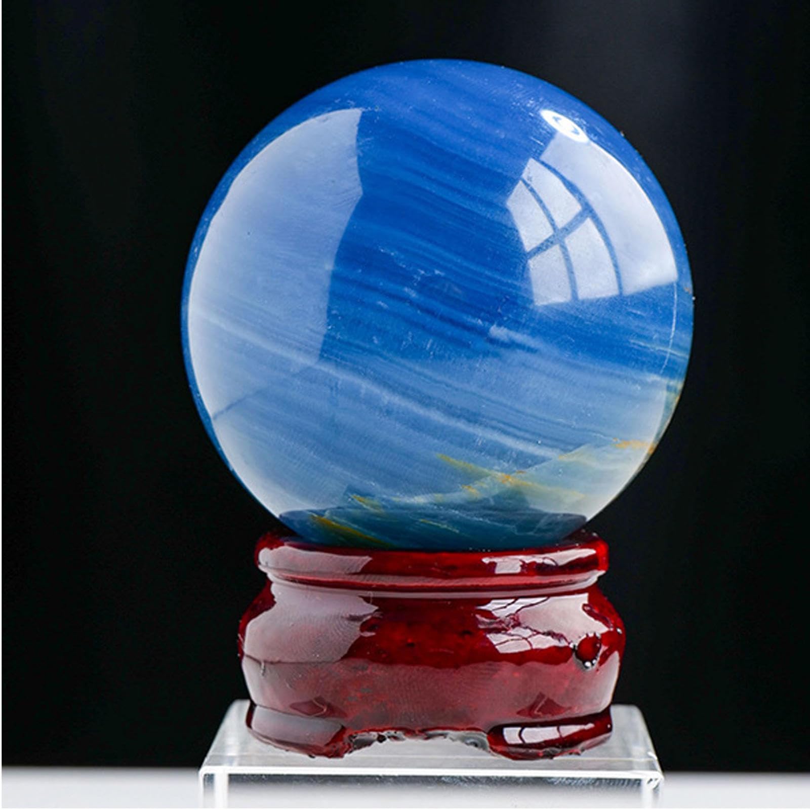 Esfera de cristal azul y oro hwxmuglxl para crear un rincón zen en el despacho