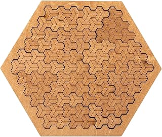 Fractal Tray Puzzles, Advanced Hard Mind Bending Wooden Labyrinth Jigsaw Puzzle Puzzles for Adults, Hilbert Curve Octagonal Fractal Puzzle, Reverse Thinking Challenging No Image Puzzle (AA)