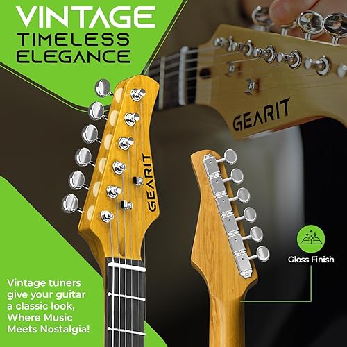 Miniatura 5 de GearIT Paquete de kit de guitarra eléctrica (Premium Mahogany Tonewood) Serie Mission GST-100, 39 pulgadas de tamaño completo, arrancador para