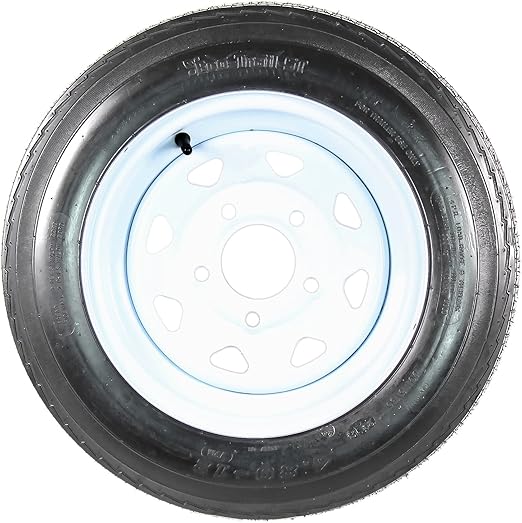 eCustomrim Trailer Tire + Rim 4.80-12 480-12 4.80 X 12 12" Load Range C Tire 5 Lug Wheel White Spoke - 2 Year Warranty w/Free Roadside