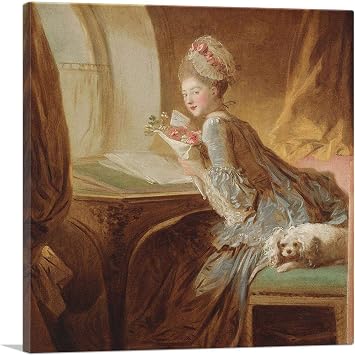 ARTCANVAS The Love Letter 1770s Canvas Art Print Stretched Framed Painting Picture Poster Giclee Wall Decor by Jean-Honore Fragonard - 36" x 36" 1.50" Deep